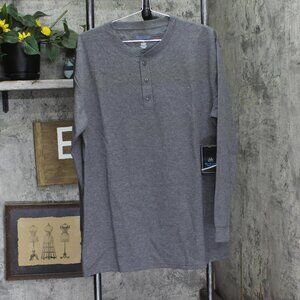 NWT Blue Ice Mens Waffle Knit Thermal Long Sleeve Shirt Charcoal Gray XL